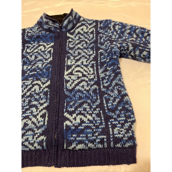Cardigan Sweater Zip Handmade NEPAL 100% Himalayan Wool Lined L Cabincore Heavy - Picture 3 of 16